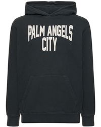 Palm Angels - Felpa pa city in cotone washed / cappuccio - Lyst