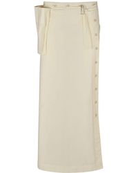 Lemaire - Buttoned Cotton Blend Long Skirt - Lyst