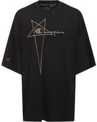 Rick Owens - Jersey-t-shirt Mit Logostickerei - Lyst