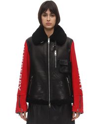Burberry Panelled Leather, Shearling And Cotton-terry Jacket - Black