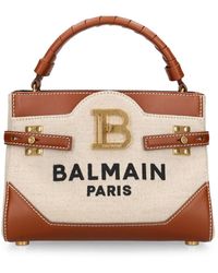 Balmain - Bbuzz 22 Canvas & Leather Top Handle Bag - Lyst