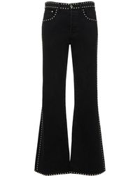 Lanvin - Embroidered Studs Flared Denim Pants - Lyst