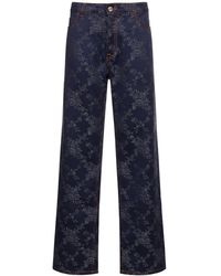 Etro - Cotton Jacquard High Rise Straight Jeans - Lyst