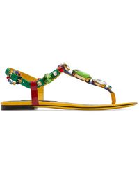 Dolce & Gabbana - Patent Leather Thong Sandals - Lyst