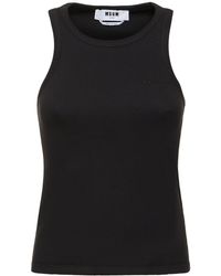 MSGM - Ribbed Stretch Cotton Tank Top - Lyst
