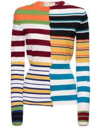 Marni - Stripe Wool Knit Sweater - Lyst