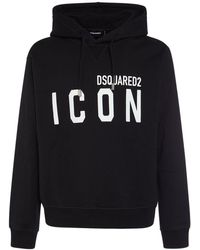 DSquared² - Printed Logo Cotton Hooded Sweatshirt - Lyst