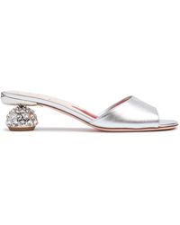 Roger Vivier - 50mm Jewel Heel Metallic Leather Mules - Lyst