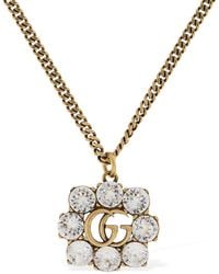 Gucci - Halskette Mit Kristallen "gg Marmont" - Lyst