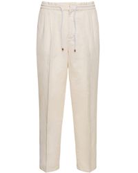 Brunello Cucinelli - Pantalon en coton et lin avec cordons de serrage - Lyst