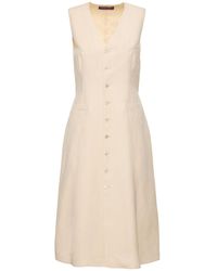 Ralph Lauren - Vestido de lino y seda sin mangas - Lyst