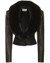 Magda Butrym - Leather Detachable Fur Collar Jacket - Lyst