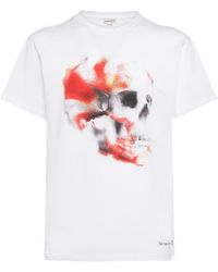 Alexander McQueen - T-shirt Aus Baumwolle Mit Schädelmotiv - Lyst