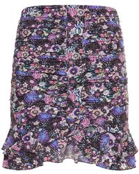 Isabel Marant Milendi Printed Stretch Silk Mini Skirt - Purple