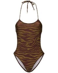 The Attico - Zebra Print Lycra One Piece Swimsuit - Lyst