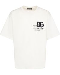 Dolce & Gabbana - Embroidered Logo Cotton Jersey T-Shirt - Lyst