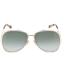 Chloé - Oval Oversize Metal Sunglasses - Lyst