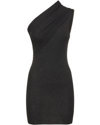 Rick Owens - One-Shoulder Rib Knit Mini Dress - Lyst