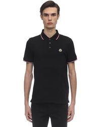 Moncler Polohemd Aus Baumwollpiqué Mit Logopatch - Schwarz