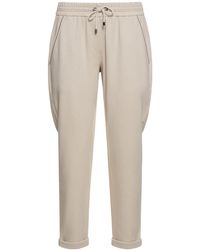 Brunello Cucinelli - Embellished Cotton Jersey Joggers - Lyst