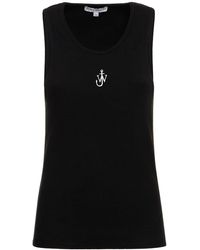 JW Anderson - Top in jersey a costine con logo - Lyst