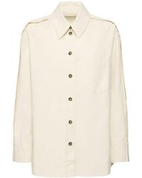 Victoria Beckham - Pleat Detail Oversize Cotton Denim Shirt - Lyst