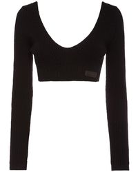 DSquared² - Ribbed Knit Long Sleeve Crop Top - Lyst