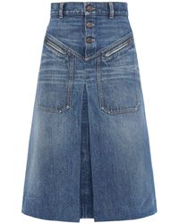 スカート Chloe' Denim Midi Skirt CHLOÉ Cut-Out Embroidered Denim Midi Skirt | endource