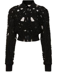 Rick Owens - Embroidered Cropped Tech Zip Jacket - Lyst