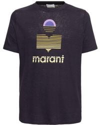Isabel Marant - Logo Print Linen Jersey T-shirt - Lyst
