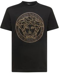 Versace Camiseta Medusa De Jersey De Algodón Estampada - Negro