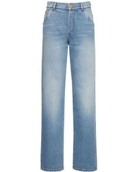 Balmain - High Waist Vintage Straight Jeans - Lyst