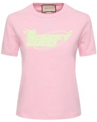 Gucci - コットンジャージー Tシャツ, ピンク, ウェア - Lyst
