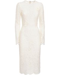 Dolce & Gabbana - Lace Long Sleeve Midi Dress - Lyst
