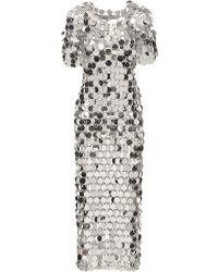 Rabanne - Round Sequined Mesh Long Dress - Lyst