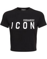 DSquared² - Be Icon Mini Fit Crop T-shirt - Lyst