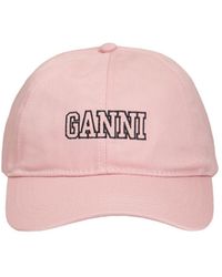Ganni - Kappe Aus Bio-baumwolle Mit Logo - Lyst
