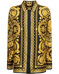 Versace - Camisa de sarga de seda con estampado barroco - Lyst