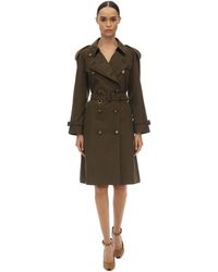 Burberry Abrigo Trench De Lona De Algodón - Verde