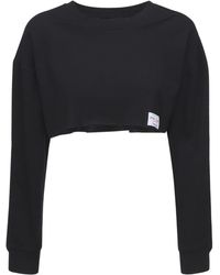 Adam Selman Sport Cropped Cotton T-shirt - Black