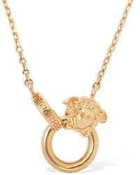 Versace - Metal Necklace Logo Charm - Lyst