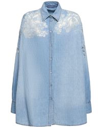 Ermanno Scervino - Embroidered Cotton Blend Oversize Shirt - Lyst