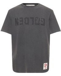 Golden Goose - T-shirt in jersey di cotone distressed con logo - Lyst