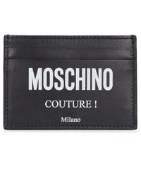 Moschino - Logo Print Leather Card Holder - Lyst