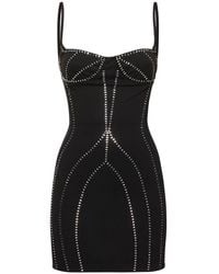 The Attico - Crystal Embellished Sablé Mini Dress - Lyst