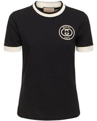 Gucci - T-shirt en jersey de coton avec broderies - Lyst