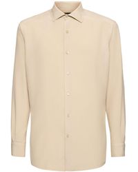 Zegna - Solid Silk Long Sleeve Shirt - Lyst