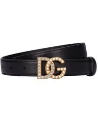 Dolce & Gabbana - 2.5 Cm Crystal Dg Soft Leather Belt - Lyst