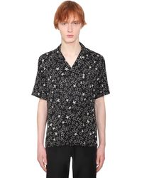 Saint Laurent Star Print Short Sleeved Silk Shirt - Black