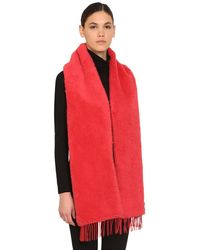 Max Mara Teddy Fringed Alpaca Blend Scarf - Red